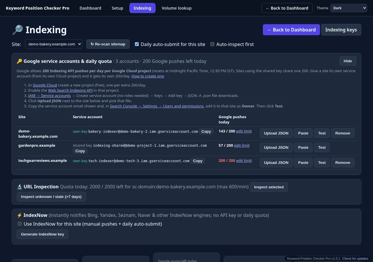 Service account setup